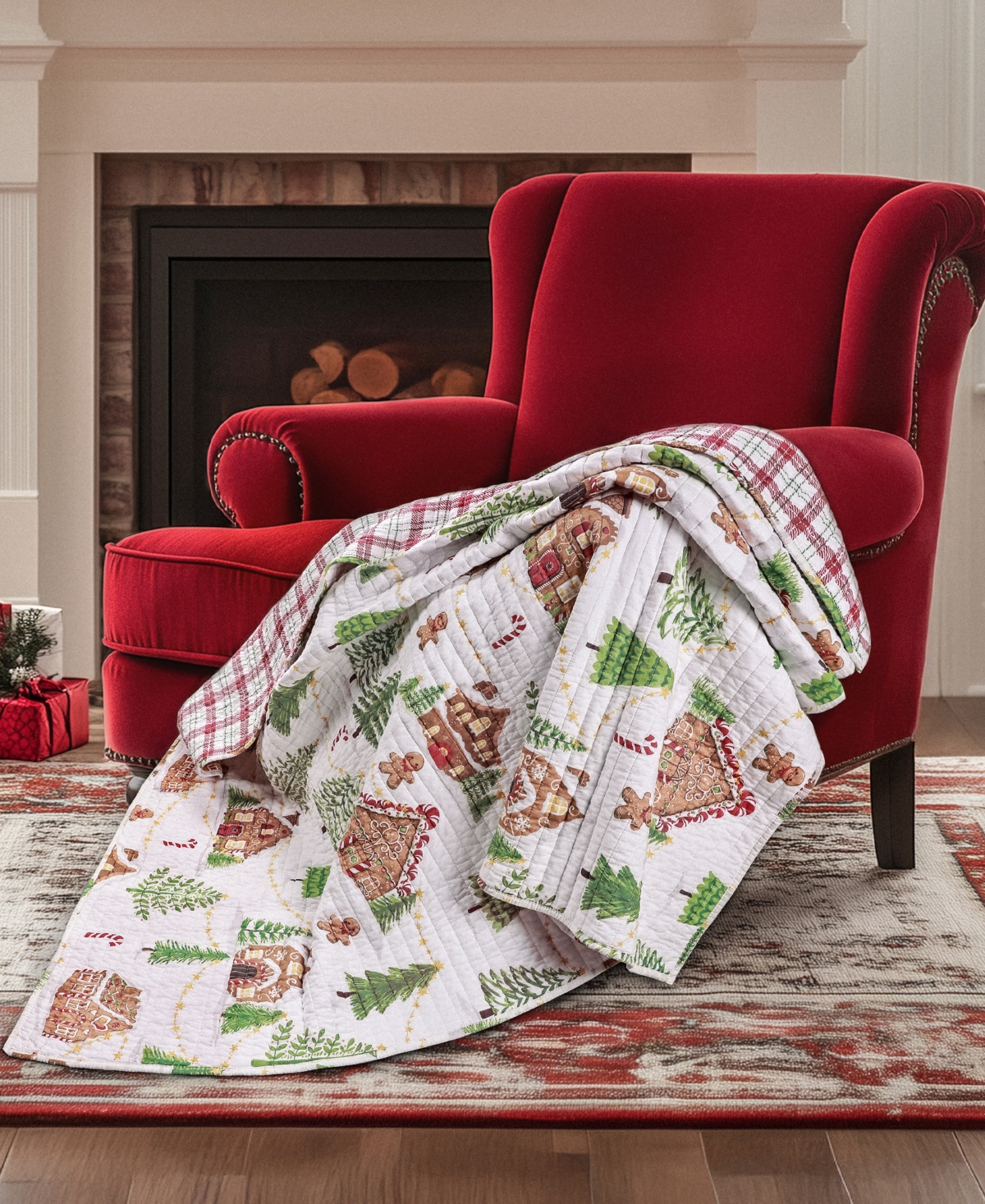 Levtex Gingerbread Village Reversible Quilted Throw, 50" X 60" In Multi