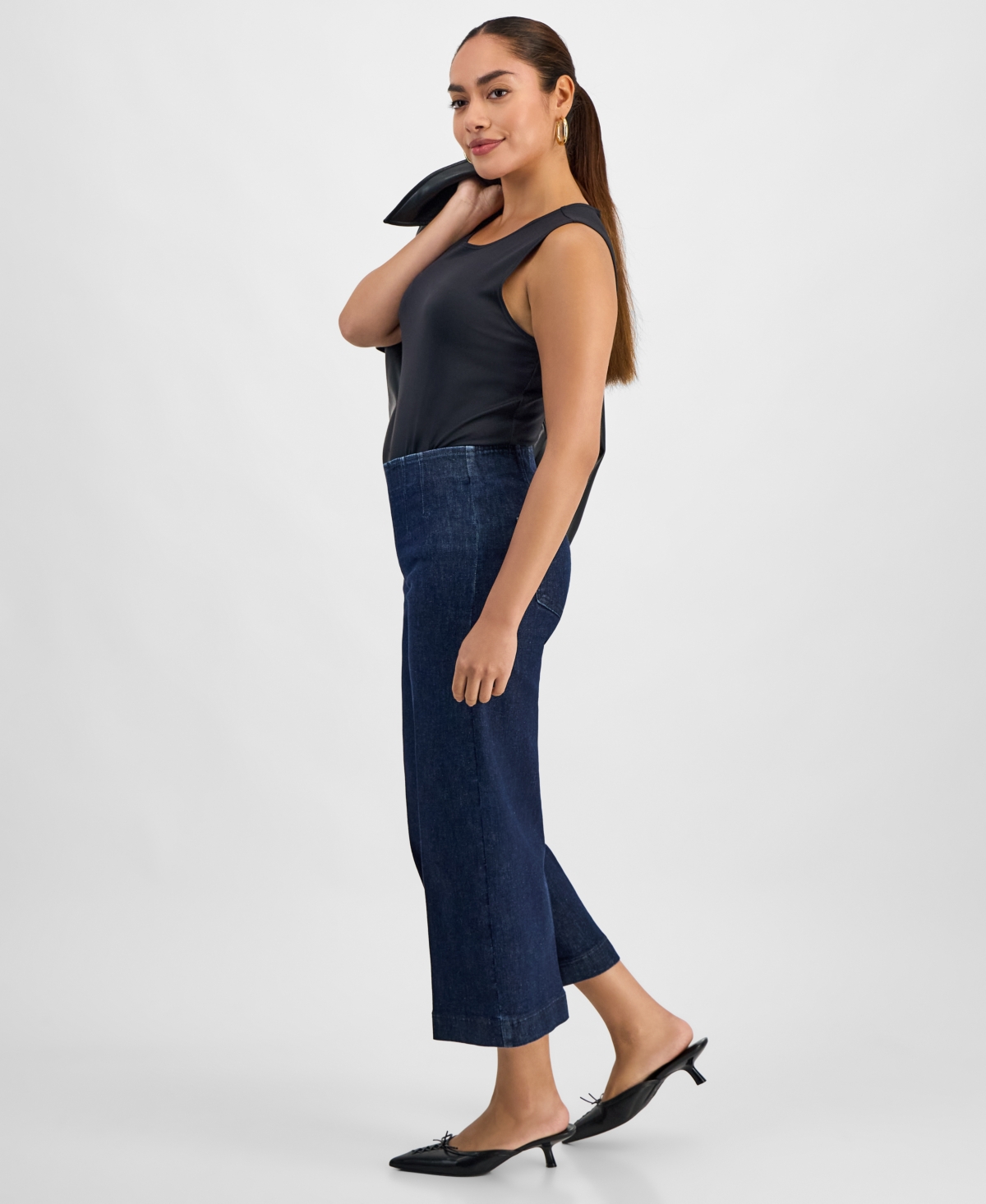 Inc International Concepts Petite Cropped Pull-on Jeans, Macy's Exclusive In Blue