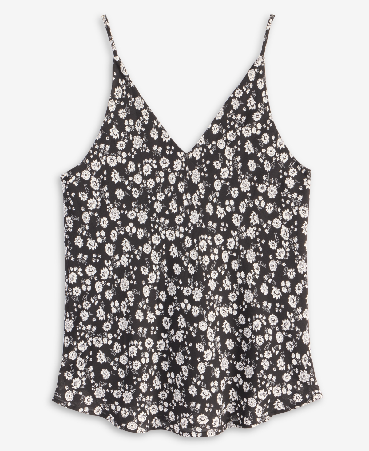 On 34th Women's Floral-print Double V-neck Tank, Macy's Exclusive In Black