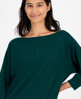 Women's Dolman-Sleeve Boat-Neck Shine Sweater