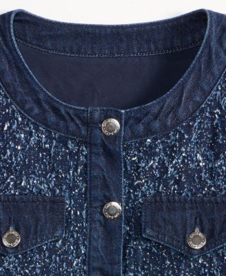Women's Denim-Trim Tweed Cropped Jacket, Macy's Exclusive