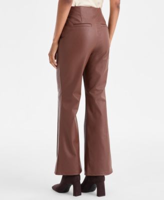 Petite Faux-Leather Flared Pants, Macy's Exclusive 
