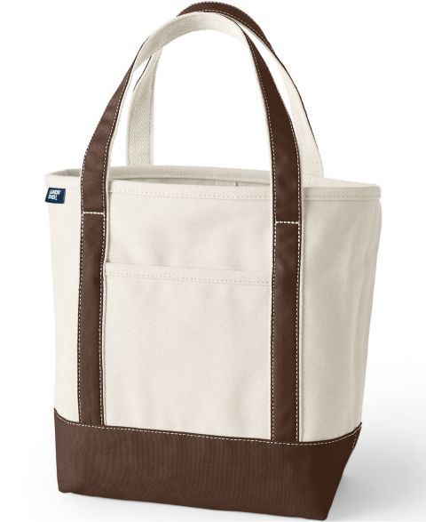 Женская сумка Lands' End Medium 5 Pocket Open Top Canvas, цвет: Натуральный / Коричневый