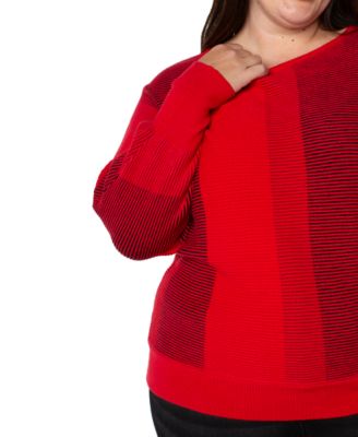 Plus Size Boat Neck Dolman Sleeve Sweater