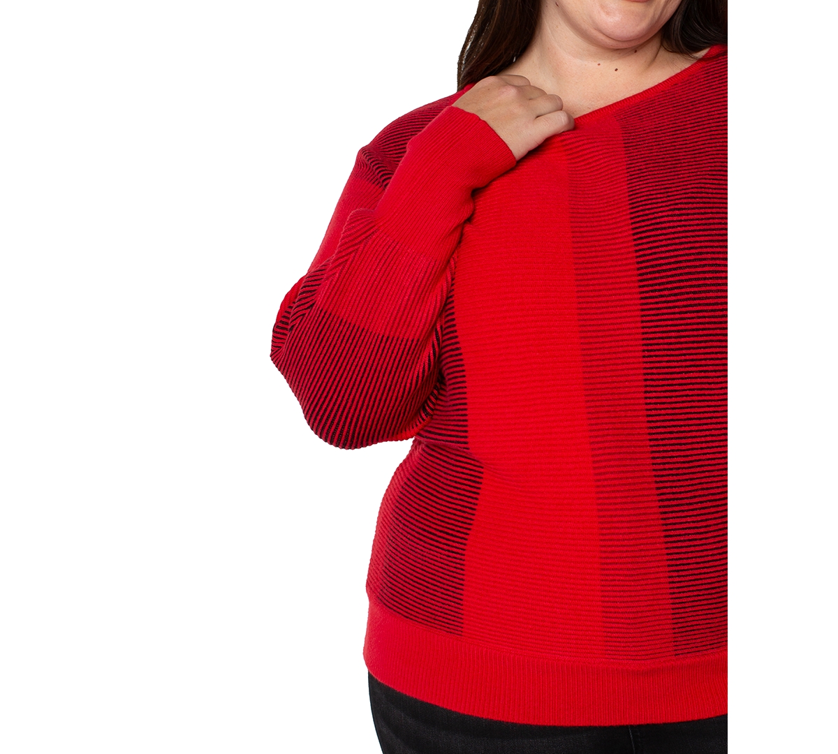 Liverpool Los Angeles Plus Size Boat Neck Dolman Sleeve Sweater In Red