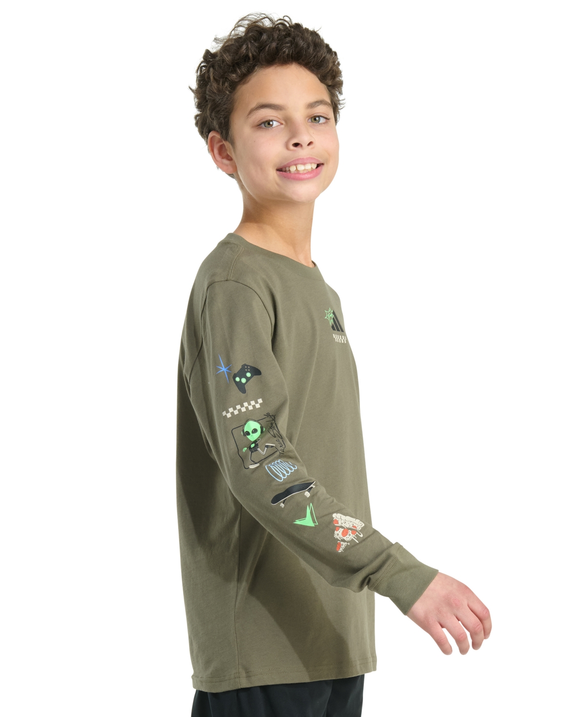Adidas Originals Big Boys Play Your Way Long Sleeve T-shirt In Green
