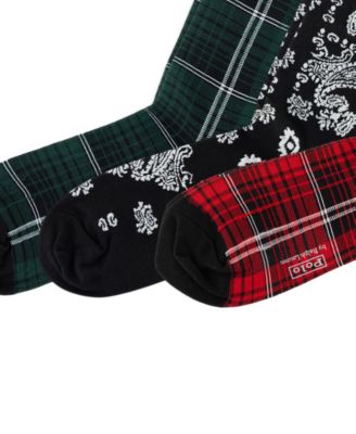Men's 3-Pack Chopped Bandana And Plaid Socks Gift Box