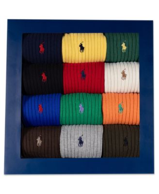 Men's 12-Pack Rib Crew Socks Gift Box