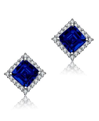 White Gold Plated Cubic Zirconia Square Stud Earrings