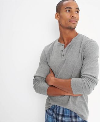 Men's Knit Rib Pajama Henley T-Shirt