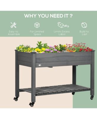 47" x 21" Raised Garden Bed, Elevated Wooden Planter Box,