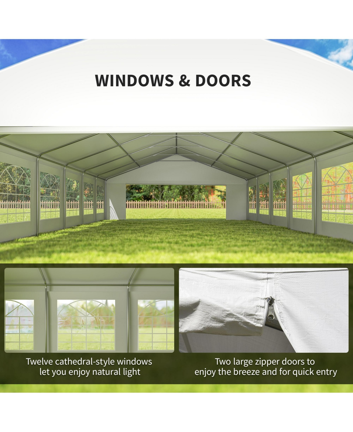 Outsunny 23' x 39' Heavy-duty Large Wedding Tent with Sidewalls,