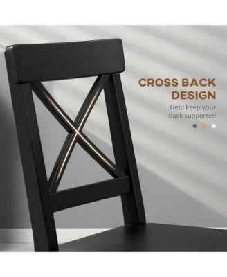 Wooden Farmhouse Dining Chairs Set of 2 with Cross Back,