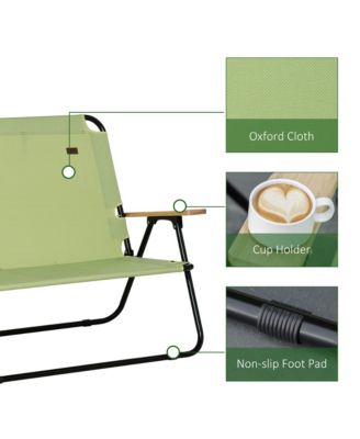 2 Person Camping Couch, Double Folding Chair w/ Cupholders,