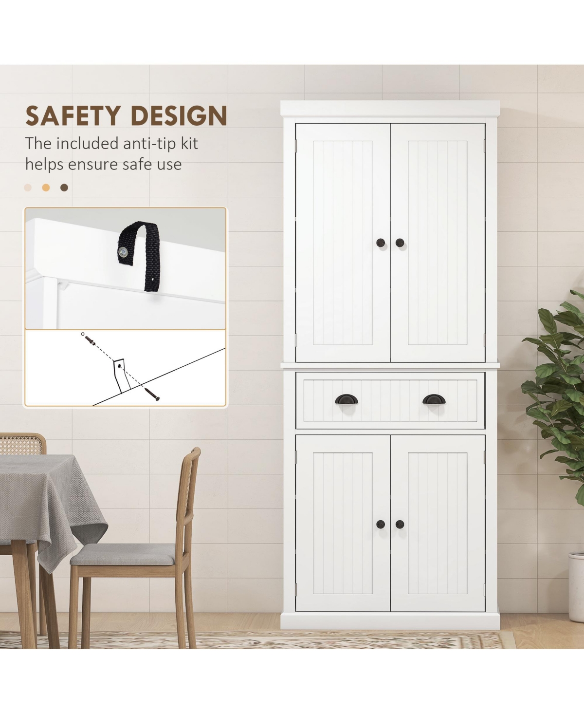 Homcom 72" Kitchen Pantry Storage Cabinet with Drawer, Adjustable Shelves