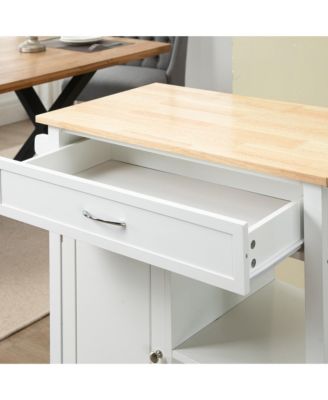 Wooden Kitchen Serving Storage Cart Serving Cabinet with Shelves