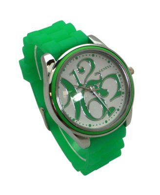 Lime Green Round Big Face with Colorful Numbers Women Watch