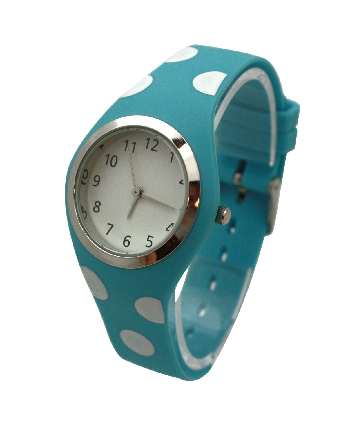 Olivia Pratt Light Blue Polka Dots Silicone Band Women Watch