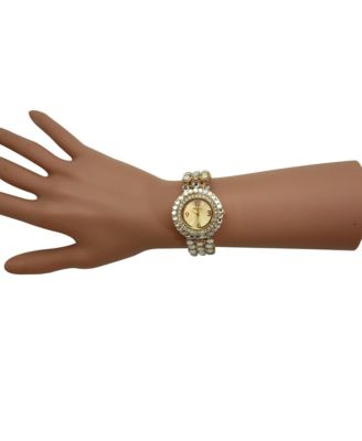 Gold Shiny Rhinestones Metallic Women Watch