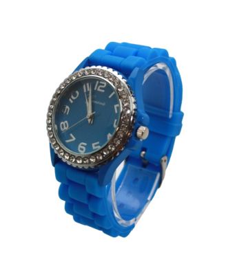 Blue Every Day Silicone and Rhinestones Colorful Women Watch