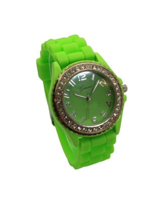Lime Every Day Silicone and Rhinestones Colorful Women Watch