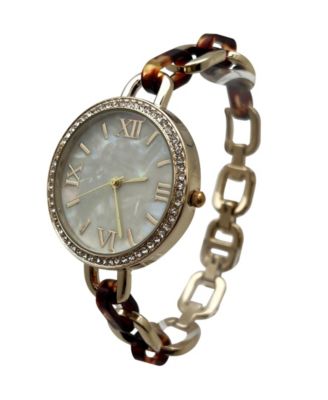 Brown Bracelet Style Metal and Tortoise Women Watch