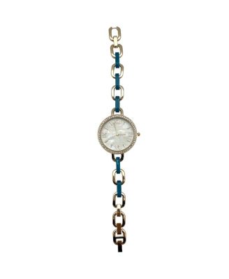Turquoise Bracelet Style Metal and Tortoise Women Watch
