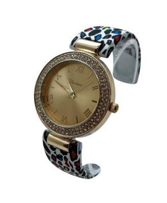 Multi Cheetah Printed Soft Band Bangle Women Watch