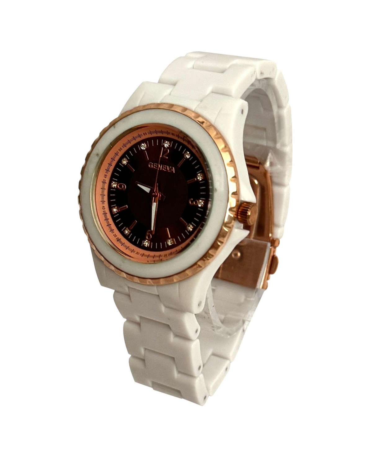 Olivia Pratt White and Rose Gold Bezel Women Watch
