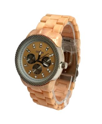 Rose Tone Tortoise Acrylic Band Women Watch