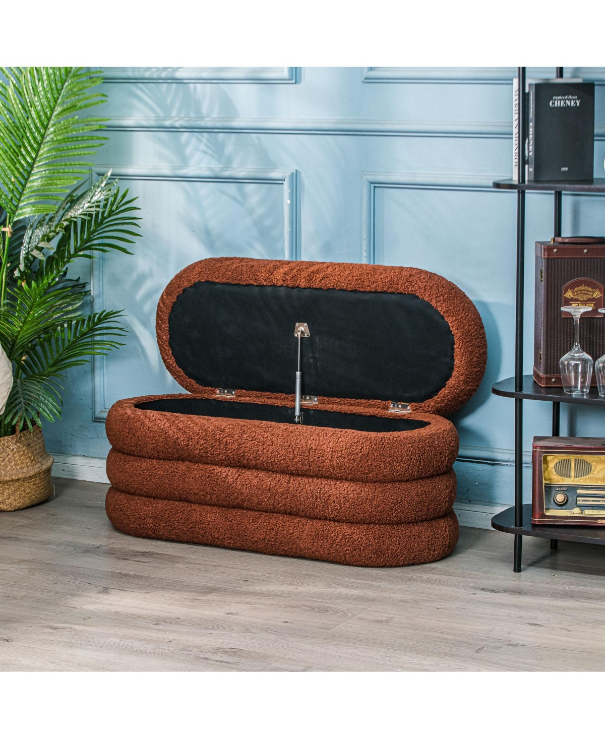 Nordlys - Terracotta Boucle Storage Bench Modern Design Style Upholstery Entry
