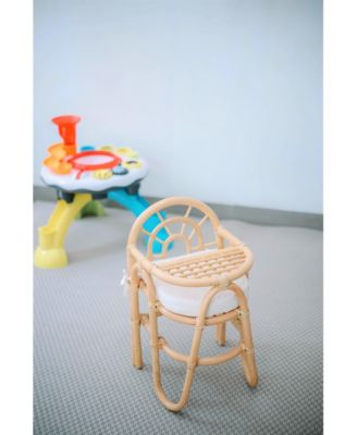 Rattan Baby High Chair Beige Exotic Boho Bedroom