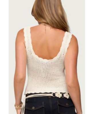 Womens Aurelle Open Knit Tank Top