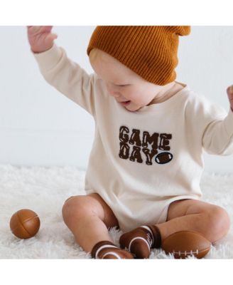 Baby Girl and Boy Game Day Patch Long Sleeve Romper