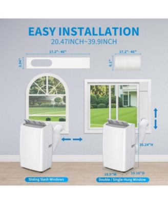 14,000 BTU Portable Air Conditioner - Efficient Cooling, Window Kit & Remote Included, White, Cools up to 750 Sq. Ft