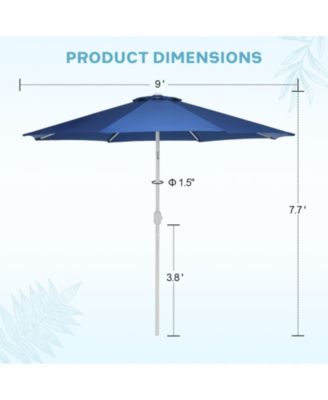 9FT Outdoor Patio Market Umbrella Aluminum Frame with Push Button Tilt Crank and 8 Steel Ribs, UV Protection Waterproof, for Garden Deck Backyard and Pool