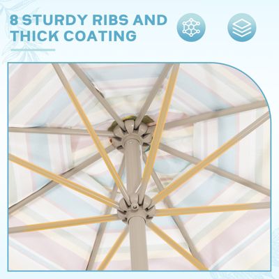 Outdoor Patio Market Umbrella Aluminum Frame with Push Button Tilt Crank and 8 Steel Ribs, UV Protection Waterproof