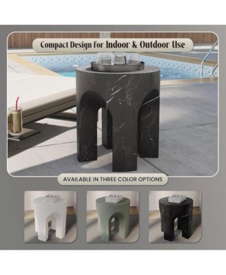 Crus Collection Fiberglass Outdoor Side Table Marbleized Black