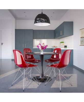 5-Piece Dining Set 35" Round Dining Table in Black Iron