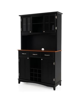 + 44" L x 72.5"H MDF, Engineered Wood Wine Rack, Drawers, Glass Doors, Adjustable Shelves Buffet & Hutch Cabinet