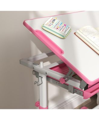 Height Adjustable Kids Desk and Chairs Set with Tilt Desktop,