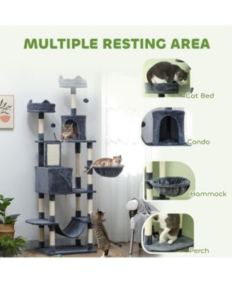 81" Cat Tree w/ Cat Scratching Posts for Large Adult Cats, Dark