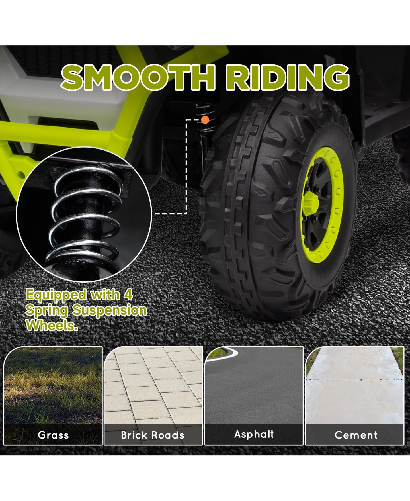 Детская игрушка Qaba 12V Kids ATV 4-Wheel Suspension Ride-On Quad, 66 lbs, Ages 3+, цвет: Зелёный — фото 3