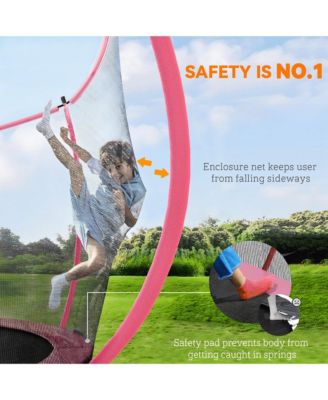 10ft Outdoor Trampoline with Net Enclosure, Curved Poles,