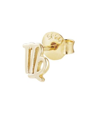 14k Gold Vermeil .925 Sterling Silver Single Zodiac Sign Stud Earring