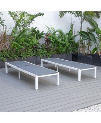 Marlin Patio Chaise Lounge Chair With White Aluminum Frame, Set of 2
