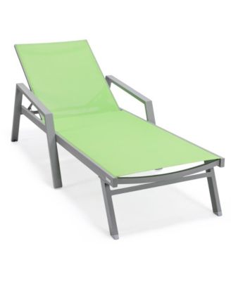 Marlin Patio Chaise Lounge Chair With Armrests in Grey Aluminum Frame, Set of 2