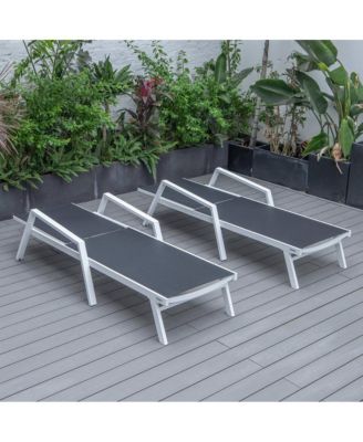 Lounge Chair With Armrests in White Aluminum Frame, Set of 2