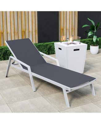 White Aluminum Outdoor Patio Chaise Lounge Chair With Arms