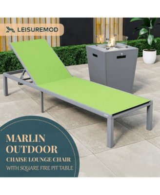 Grey Aluminum Outdoor Patio Chaise Lounge Chair